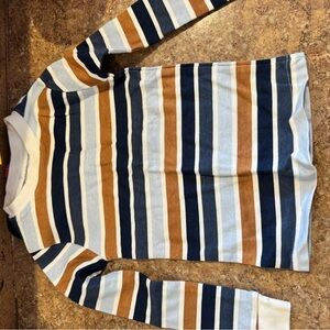 Striped Kids Pajama Set in Blue, Brown, and White